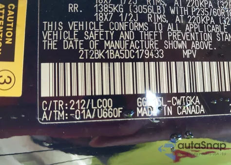 2013 Lexus Rx 350 from USA, damaged, VIN 2T2BK1BA5DC179433